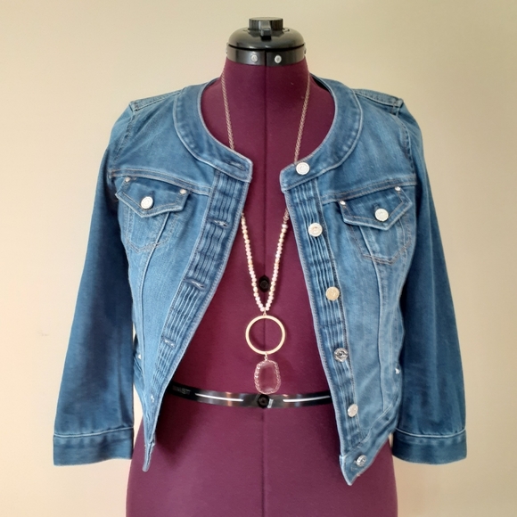SOLD - WHBM jewel neck denim jacket - Picture 6 of 16